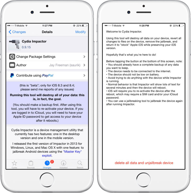 Saurik выпустил Cydia Impactor – инструмент для восстановления iPhone и iPad с джейлбрейком без обновления ОС