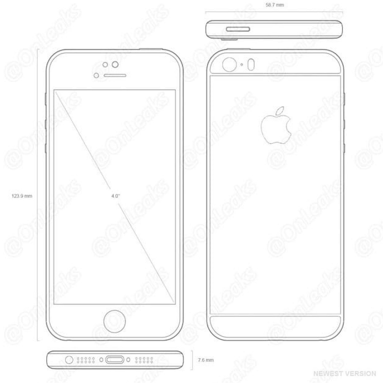 Опубликованы чертежи iPhone 5se: дизайн в стиле iPhone 5s, боковая кнопка питания, выступающая камера