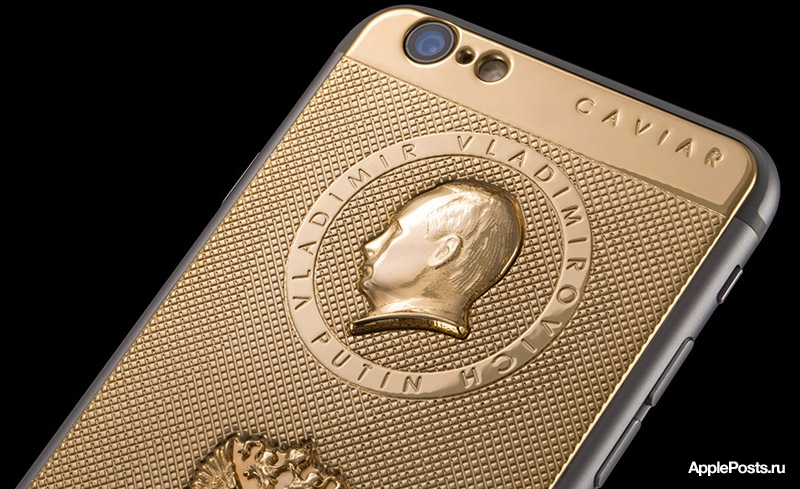 «Президентский смартфон»: итальянские ювелиры выпустили золотой iPhone 6 с портретом Путина за 169 000 рублей